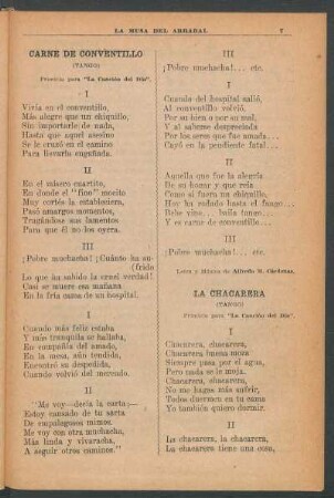 Carne de conventillo : (Tango)