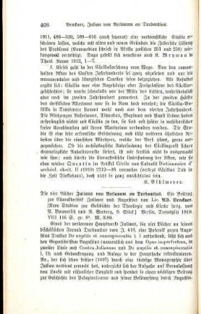 468-469 [Rezension] Iulianus Aeclanensis, Die vier Bücher Julians von Aeclanum an Turbantius