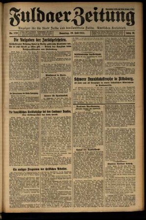 Erste Ausgabe vom Sonntag, den 26. Juli 1931.