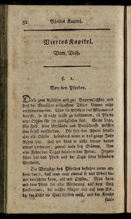 Viertes Kapitel. Vom Vieh.