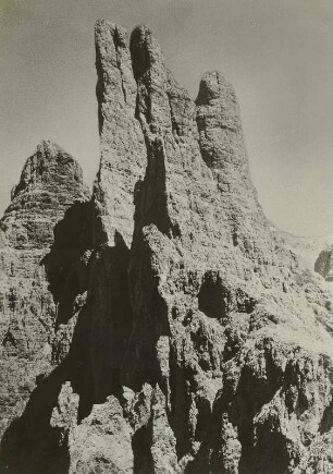 Italien. Dolomiten. Rosengartengruppe. Vajolettürme (2821 m), vom Gart'l gesehen
