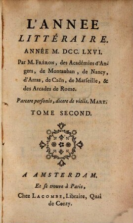L' année littéraire. 1766,2, 1766,2