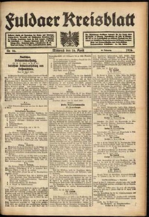 Ausgabe vom Mittwoch, den 26. April 1916.