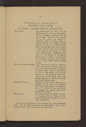 Heinke and Davis in their "Patent diving apparatus"