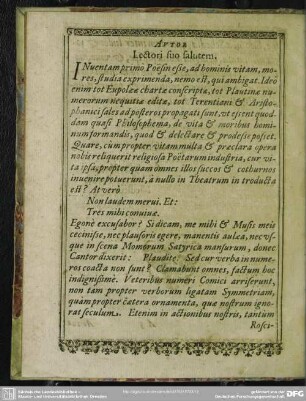 Autor Lectori suo salutem