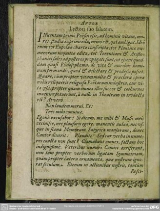 Autor Lectori suo salutem