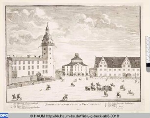 Wolfenbüttel, Schlossplatz mit Bibliothek und Zeughaus