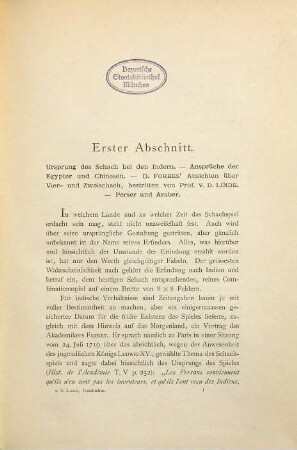 Zur Geschichte und Literatur des Schachspiels : Forschungen ; mit zahlreichen Figuren