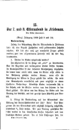 Der 7. und 8. Elternabend in Friedenau