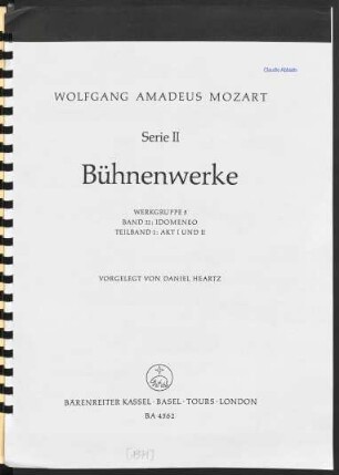 Ser. 2, Werkgruppe 5, Bd. 11, Teilbd. 1: Scena II : Recitativo [und] No. 11 Aria