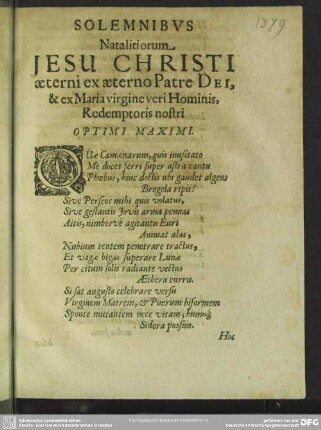 Solemnibus Natalitiorum Jesu Christi aeterni ex aeterno Patre Dei ... / Simon Dachius
