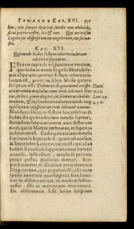 Cap. XVI. Quomodo Iudaei festum tabernaculorum celebriter ferientur.
