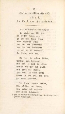 Soldaten-Abendlied. *) 1813. An Carl von Bardeleben