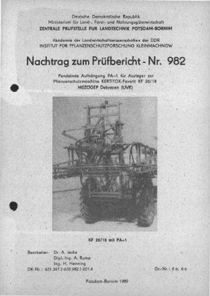 Pendelnde Aufhängung PA-1 zur KF 20/18