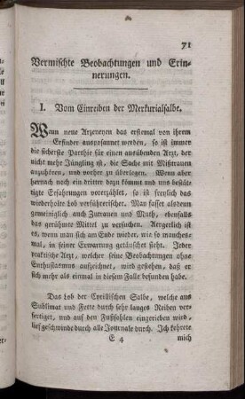 Vermischte Beobachtungen und Erinnerungen.