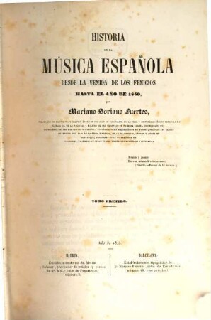 Historia de la Música Española desde la venida de los Fenicios hasta el año de 1850, 1