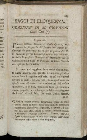 Saggi di Eloquenza.