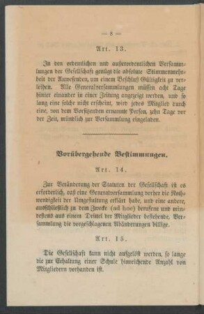 Vorübergehende Bestimmungen.
