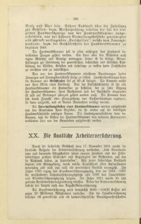XX. Die staatliche Arbeiterversicherung