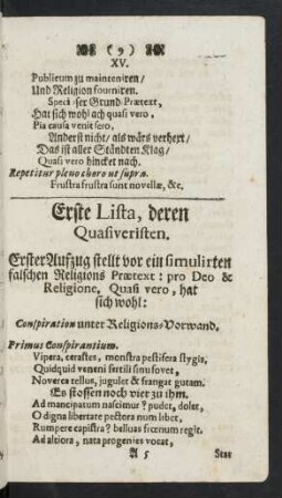 Erste Lista, deren Quasiveristen