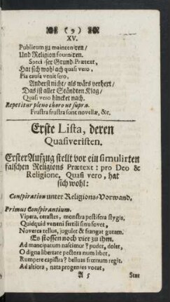 Erste Lista, deren Quasiveristen