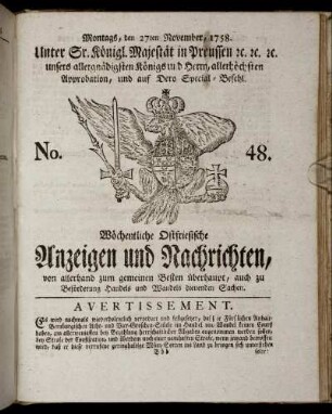No. 48. Montags, den 27ten November, 1758.