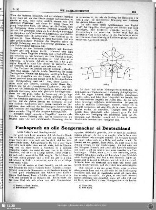 Funkspruch on olle Seegermacher ei Deutschland