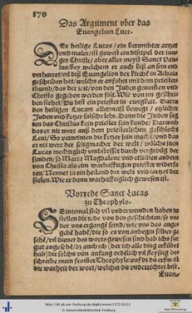 Vorrede Sanct Lucas zu Theophylo