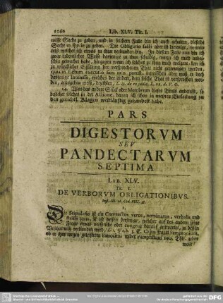 Pars Digestorum Seu Pandectarum Septima