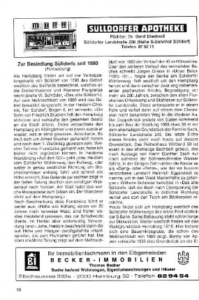 Zur Besiedlung Sülldorfs seit 1880 : (Fortsetzung)