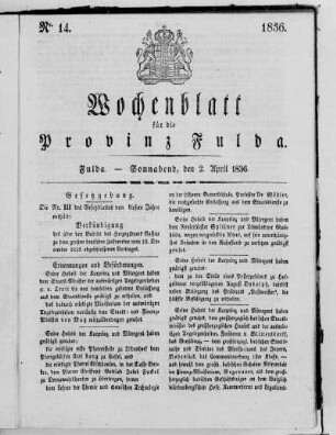 Nr. 14, Ausgabe vom 2. April 1836