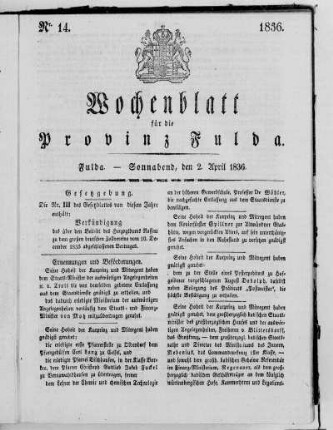 Nr. 14, Ausgabe vom 2. April 1836