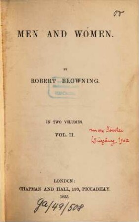 Men and Women : By Robert Browning. In 2 Volumes. 2