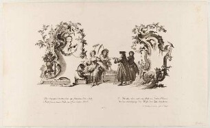 Eine Kartusche mit Muschelwerk und figürlicher Szene, Blatt aus der Folge "Cartouches Modernes orné avec des diferentes Figures"