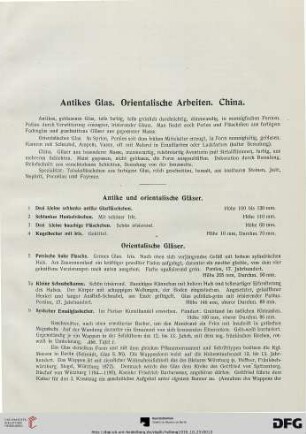 Antikes Glas. Orientalische Arbeiten. China (Nr. 1-29)