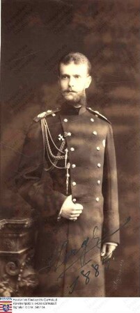 Sergius Großfürst von Russland (1857-1905) / Porträt, Kniestück in Uniform mit Widmungsunterschrift