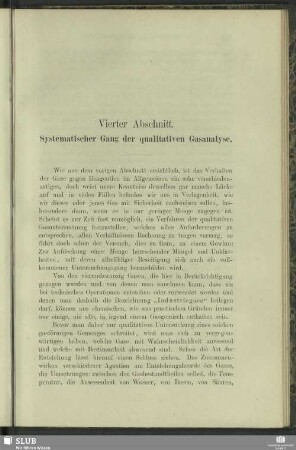 Vierter Abschnitt. Systematischer Gang der qualitativen Gasanalyse