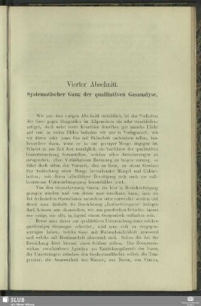 Vierter Abschnitt. Systematischer Gang der qualitativen Gasanalyse