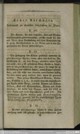 Erster Abschnitt. Vorkenntnisse zur chemischen Untersuchung der Körper