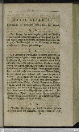 Erster Abschnitt. Vorkenntnisse zur chemischen Untersuchung der Körper