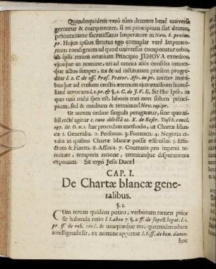 Cap I. De Chartæ blancæ generalibus.