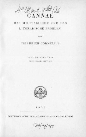 Cannae : das militärische und das literarische Problem