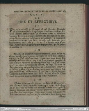 Cap. VI. De Fine Et Effectibus