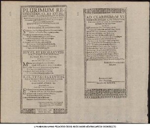 Plurimum Reverendus, Cl. Et Excellentissimus Vir, ... Dn. Gregorius Schoenfeldius ... Vir docens, Flos Egrius ...