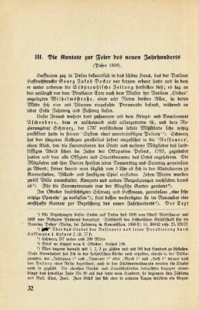 III. Die Kantate zur Feier des neuen Jahrhunderts (Posen 1800.)
