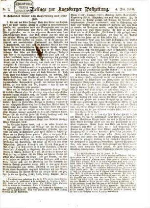 Augsburger Postzeitung. Beilage zur Augsburger Postzeitung. 1878, 1878