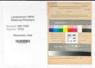 Entnazifizierung Karl Reckmann , geb. 27.12.1904 (Kaufmann)