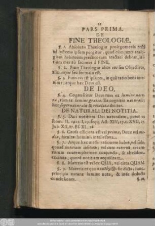 Pars Prima. De Fine Theologiae.
