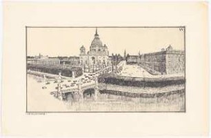 Umgestaltung der Straße Unter den Linden, Berlin: Perspektivische Ansicht Lustgarten, Dom und Schloss