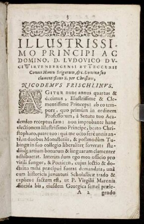 Illustrissimo Principi Ac Domino, D. Ludovico Duci Wirtenbergensi [...]